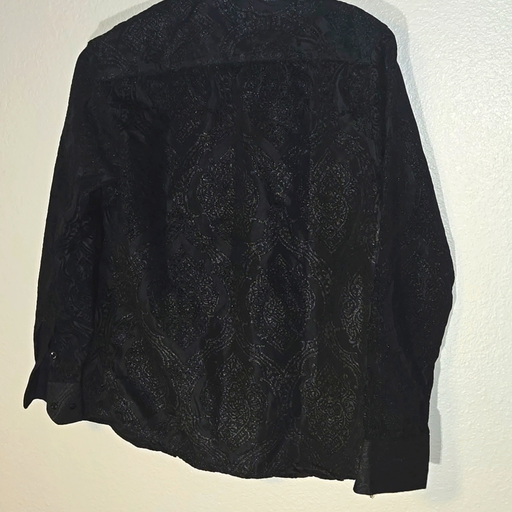 NWT American Breed Smart Shirt Black floral button up luxury formal - Picture 5 of 6